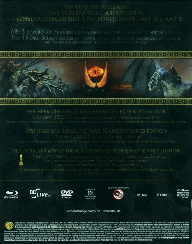 Tout neuf 💯 Der Herr Der Ringe - Trilogie (Extended Edition, 6 Blu-rays + 9 DVDs) 😍 2 Tout neuf 💯 Der Herr Der Ringe - Trilogie (Extended Edition, 6 Blu-rays + 9 DVDs) 😍 – Image 2