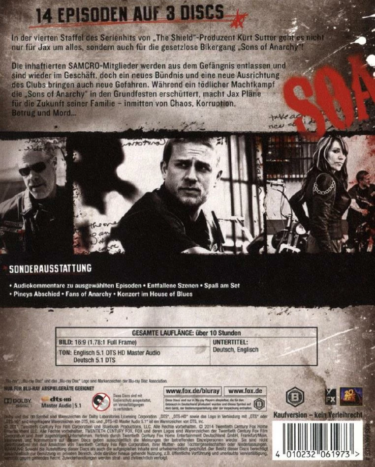 Bon marché ❤️ Sons Of Anarchy - Staffel 4 (3 Blu-rays) 🤩 2 Bon marché ❤️ Sons Of Anarchy - Staffel 4 (3 Blu-rays) 🤩 – Image 2