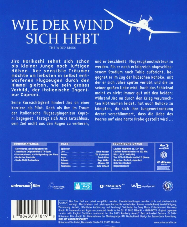 Coupon 💯 Wie Der Wind Sich Hebt - The Wind Rises (2013) (Studio Ghibli Blu-ray Collection) 😉 2 Coupon 💯 Wie Der Wind Sich Hebt - The Wind Rises (2013) (Studio Ghibli Blu-ray Collection) 😉 – Image 2